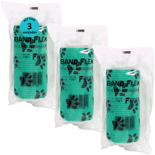 Atadura 10cm Verde Com Patinhas Band-Flex Autoadesiva Para Animais Farex Kit Com 3 Atadura 10cm Verde Com Patinhas Band-Flex Autoadesiva Para Animais Farex Kit Com 3